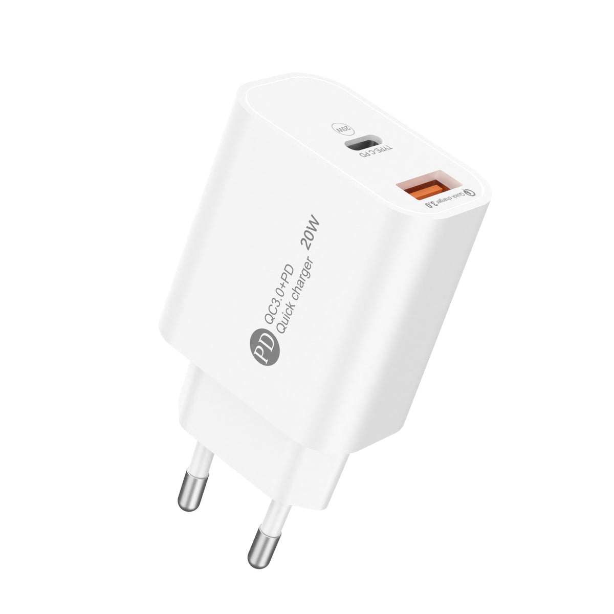 Wozinsky WLS-20W 20W USB-A USB-C sieninis įkroviklis su 1m USB-C - USB-C kabeliu - Baltas -- Cell phone chargers