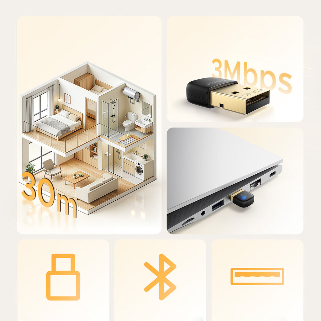 Orico BTA-60 Bluetooth 6.0 adapteris - juodas -- USB Adapters