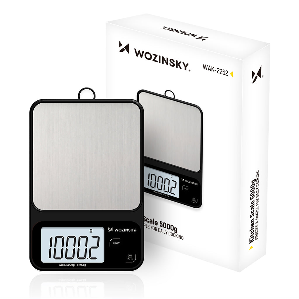 Wozinsky WAK-2252 virtuvės svarstyklės tikslios su dideliu LCD ekranu iki 5 kg - juodas -- Uncategorized