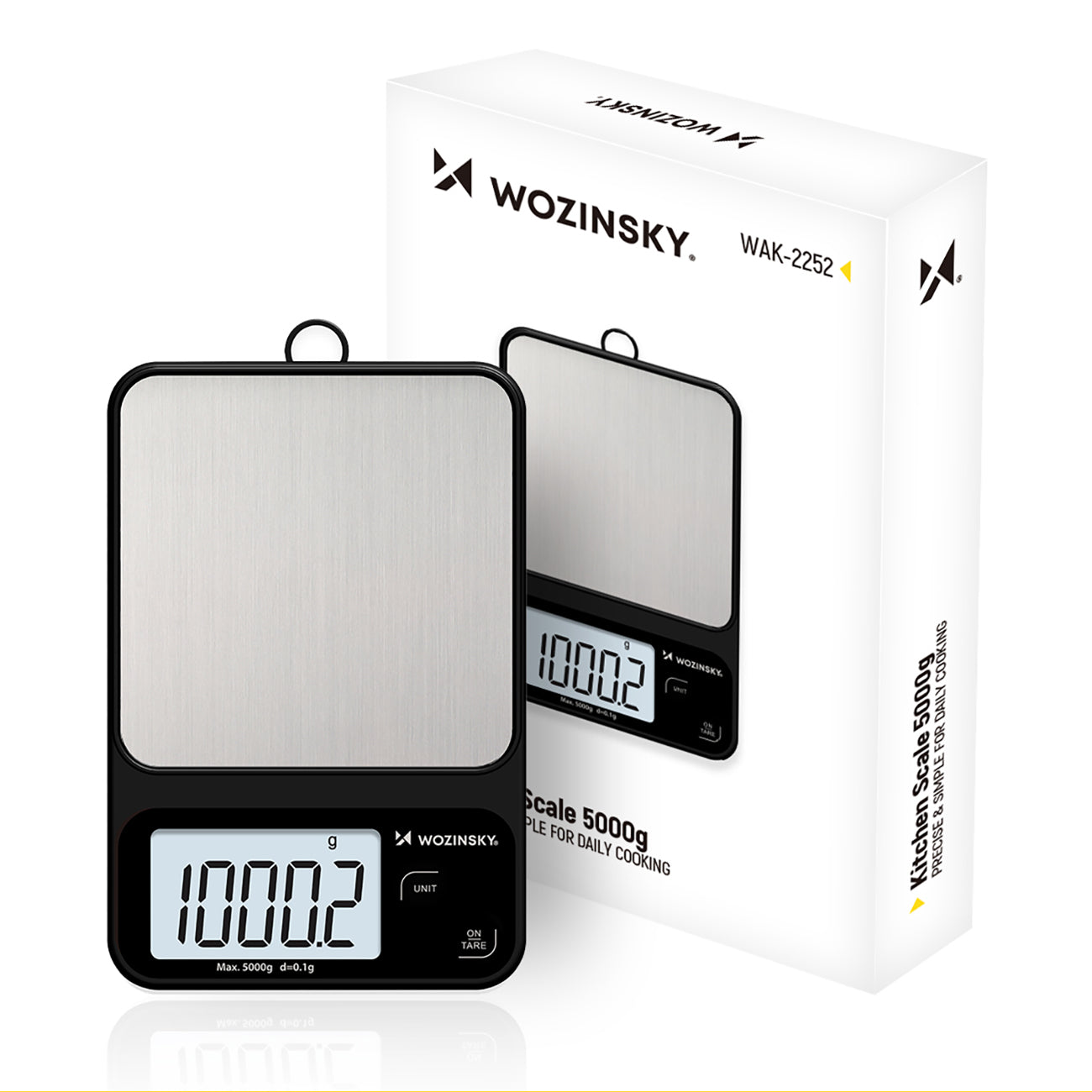 Wozinsky WAK-2252 virtuvės svarstyklės tikslios su dideliu LCD ekranu iki 5 kg - juodas -- Uncategorized