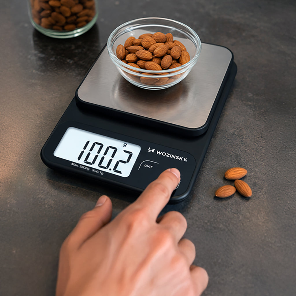 Wozinsky WAK-2252 virtuvės svarstyklės tikslios su dideliu LCD ekranu iki 5 kg - juodas -- Uncategorized