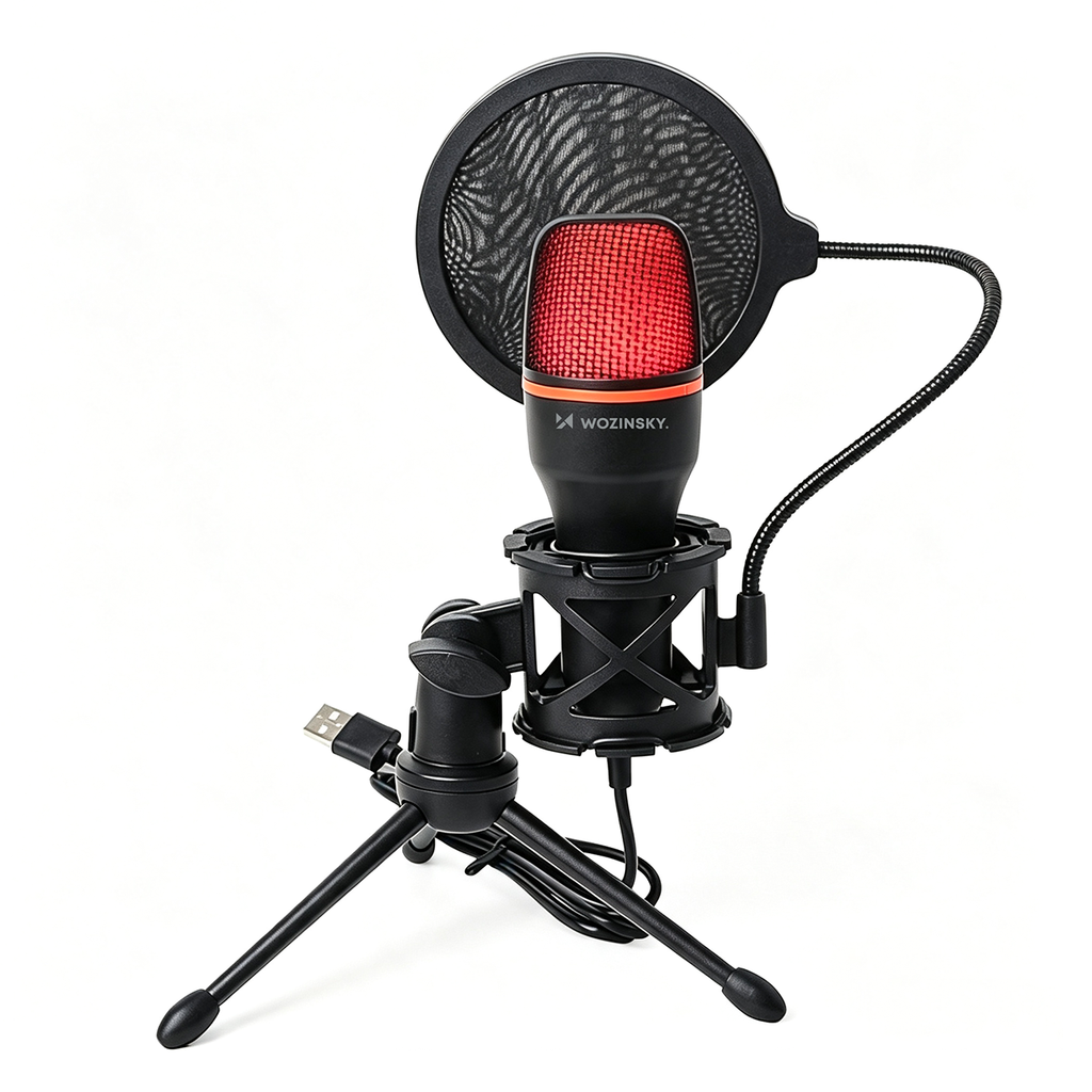 Wozinsky Studio Gaming USB kompiuterio mikrofonas su RGB stovu - juodas -- Microphones