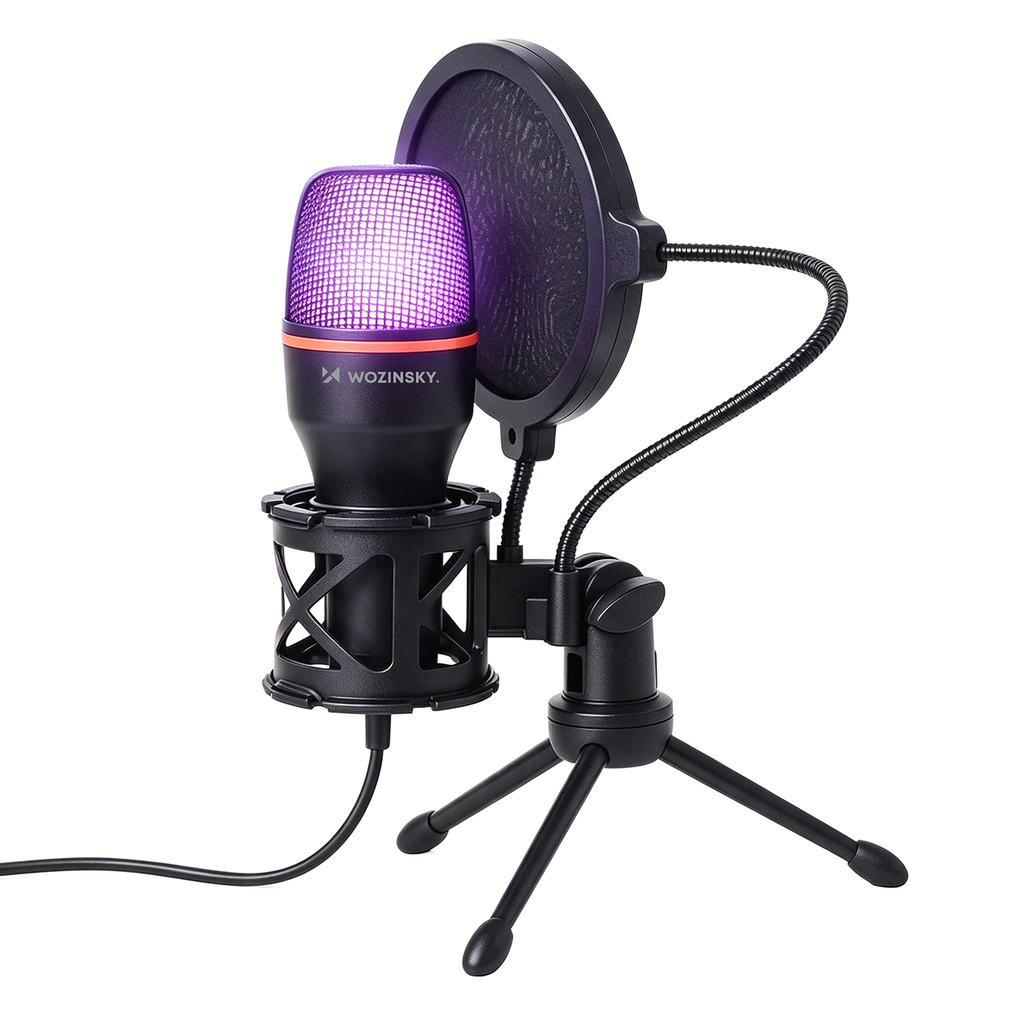 Wozinsky Studio Gaming USB kompiuterio mikrofonas su RGB stovu - juodas -- Microphones