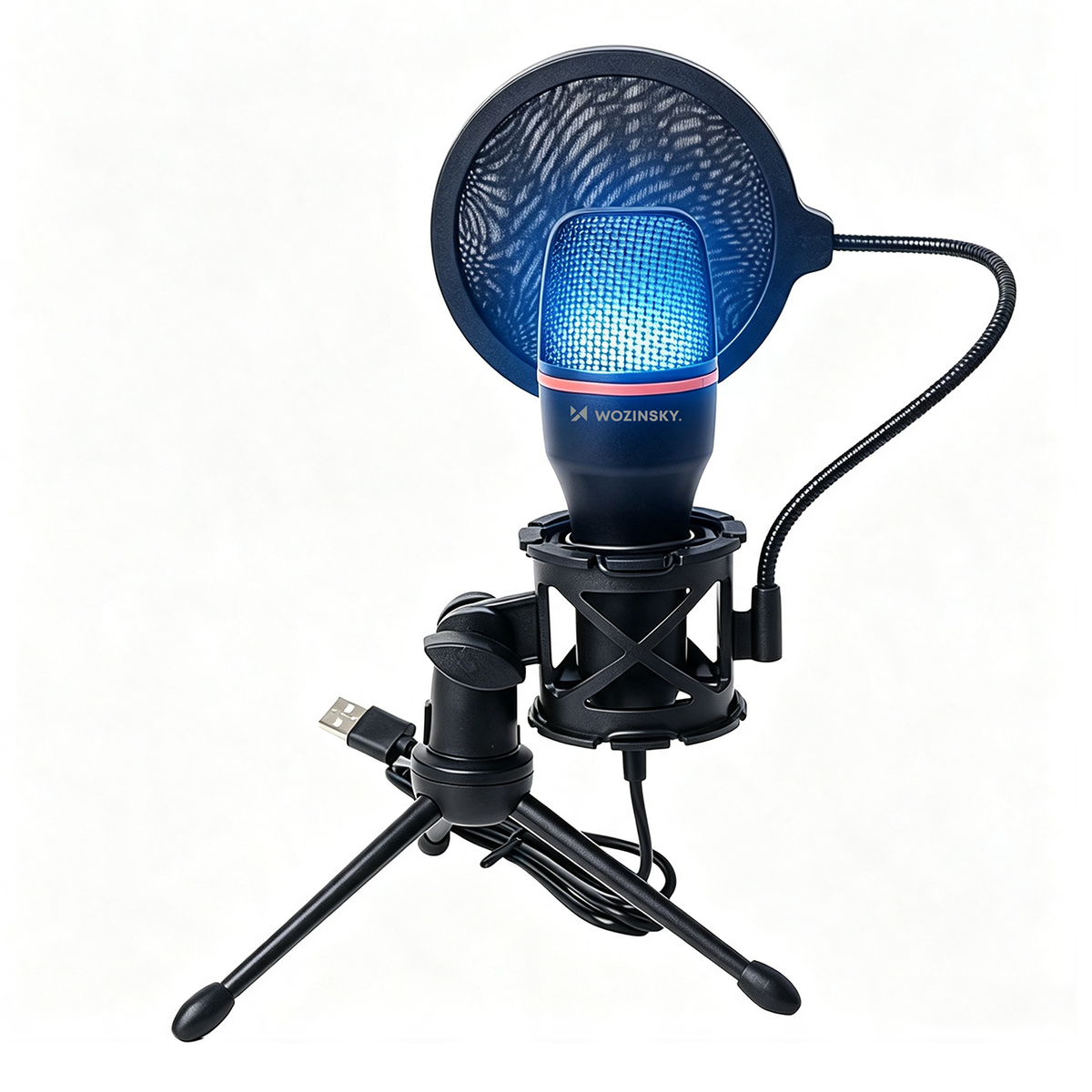 Wozinsky Studio Gaming USB kompiuterio mikrofonas su RGB stovu - juodas -- Microphones