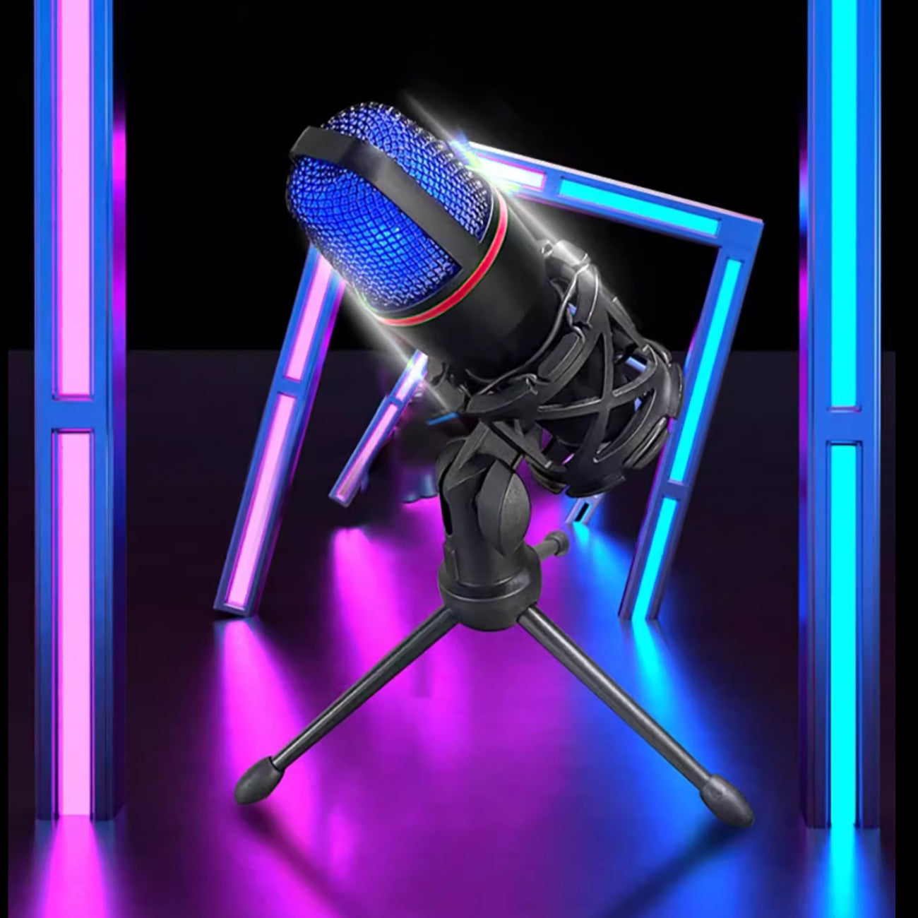 Wozinsky Studio Gaming USB kompiuterio mikrofonas su RGB stovu - juodas -- Microphones