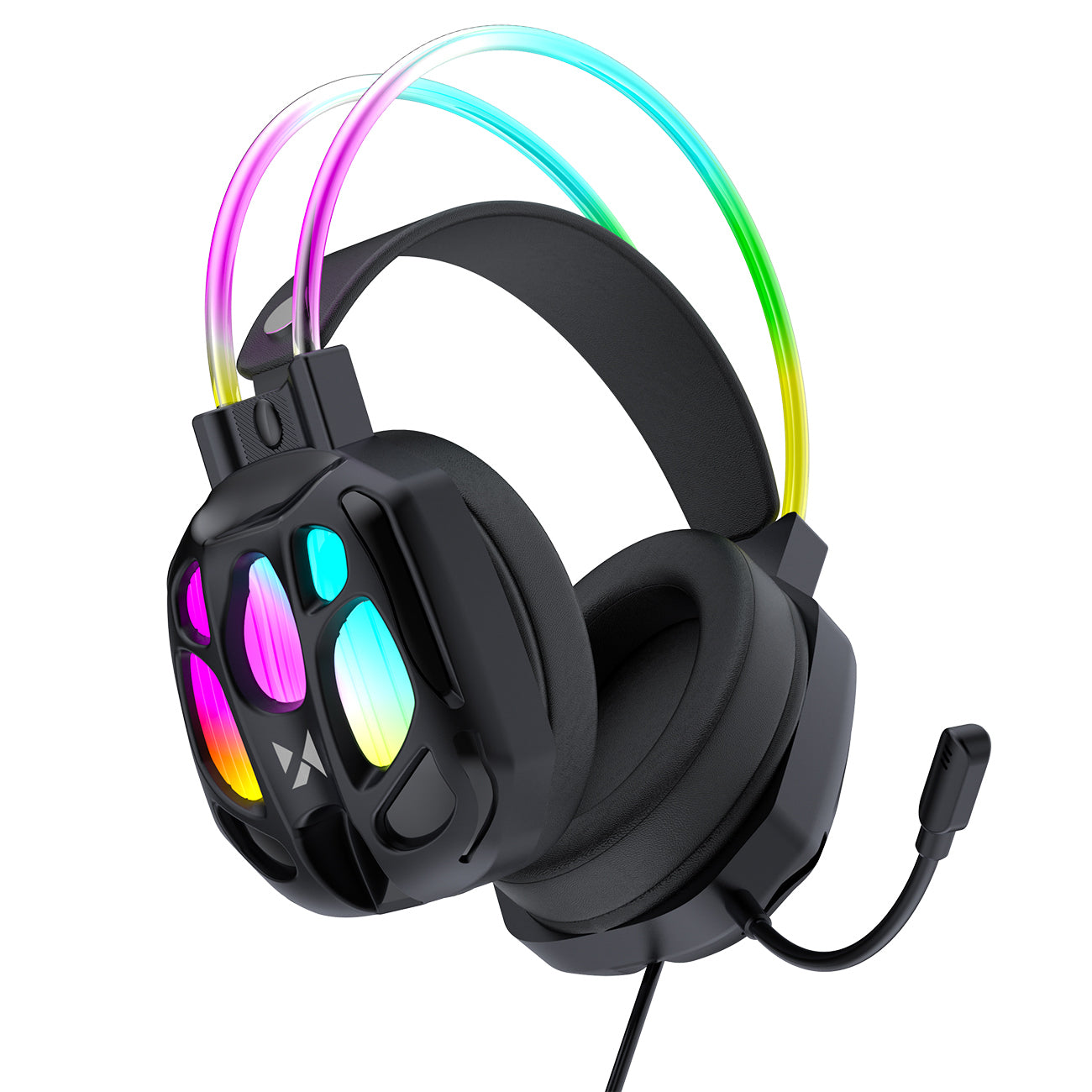 Wozinsky WSG-1118 Laidinės žaidimo ausginės su mikrofonu ir RGB foniniu šviesa - juoda -- Headphones
