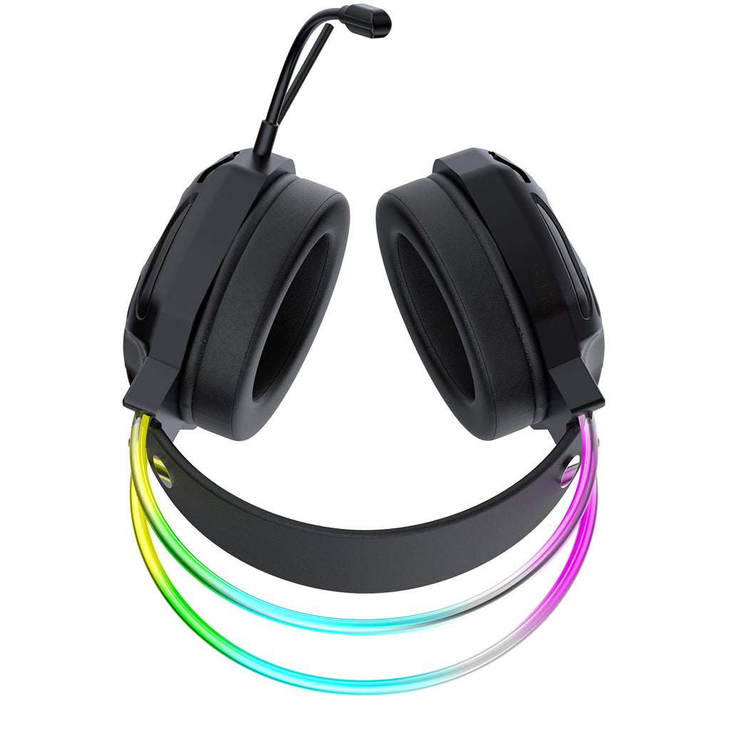 Wozinsky WSG-1118 Laidinės žaidimo ausginės su mikrofonu ir RGB foniniu šviesa - juoda -- Headphones