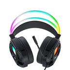 Wozinsky WSG-1118 Laidinės žaidimo ausginės su mikrofonu ir RGB foniniu šviesa - juoda -- Headphones