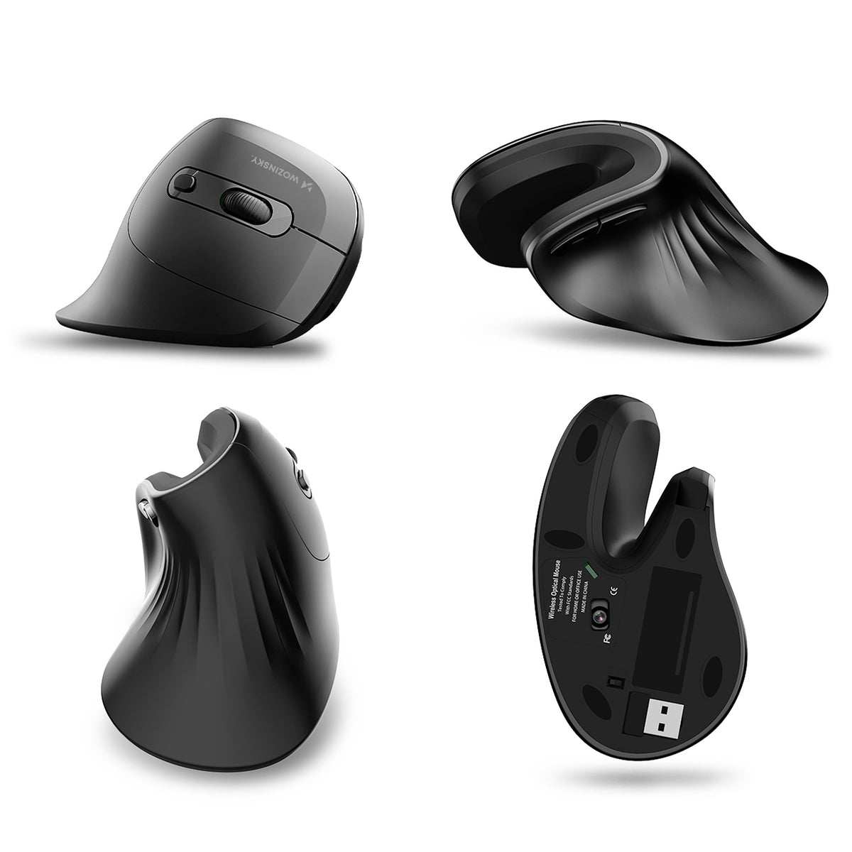 Wozinsky WWM-1076 Belaidis Vertikalus Ergonominis Pelė 3600 DPI - Juoda -- Gaming Accessories