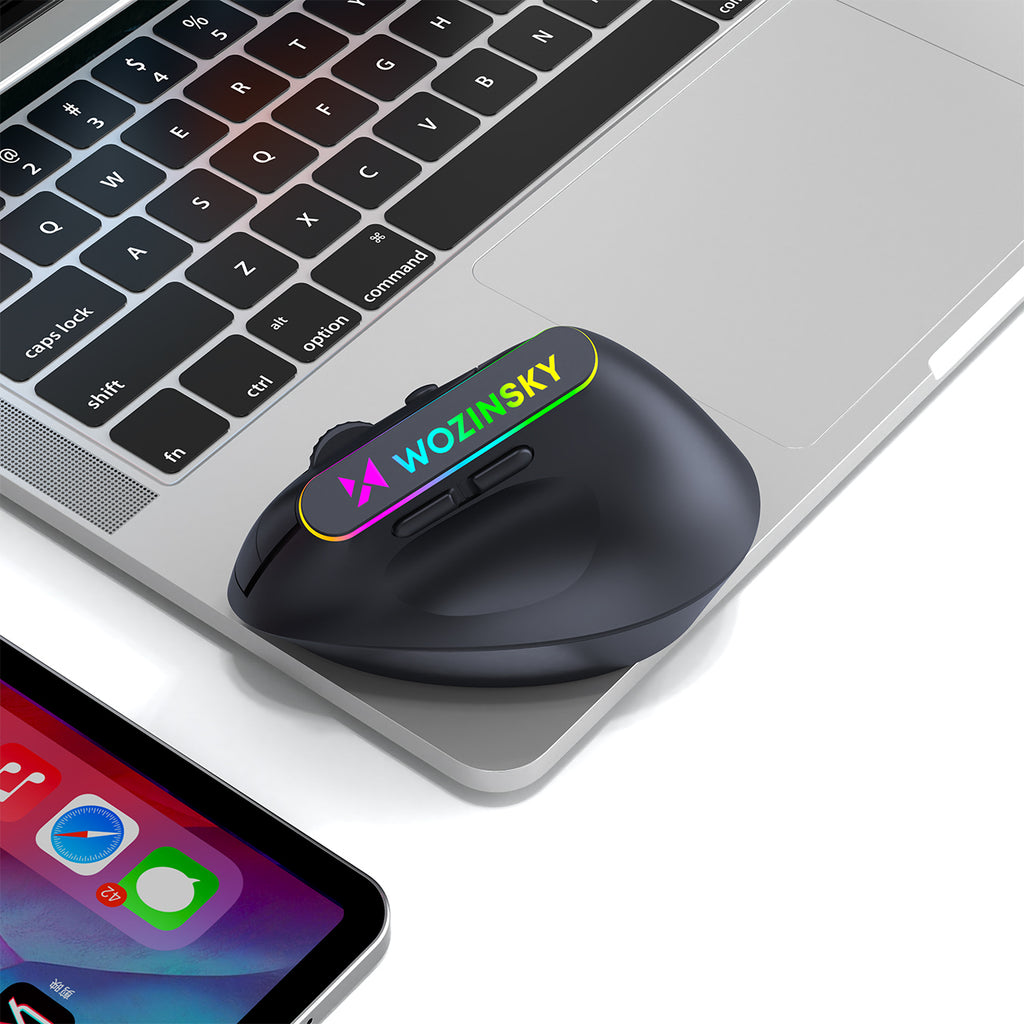 Wozinsky WMG-1164 Belaidis Vertikalus Ergonominis Žaidimų Pelė 3600 DPI su RGB Apšvietimu - Juoda -- Gaming Accessories
