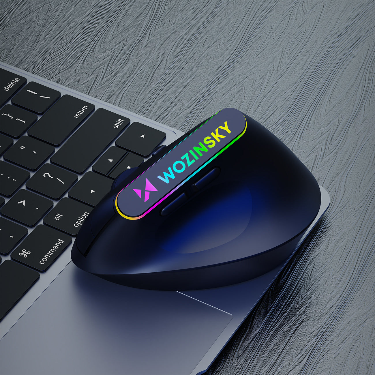 Wozinsky WMG-1164 Belaidis Vertikalus Ergonominis Žaidimų Pelė 3600 DPI su RGB Apšvietimu - Juoda -- Gaming Accessories