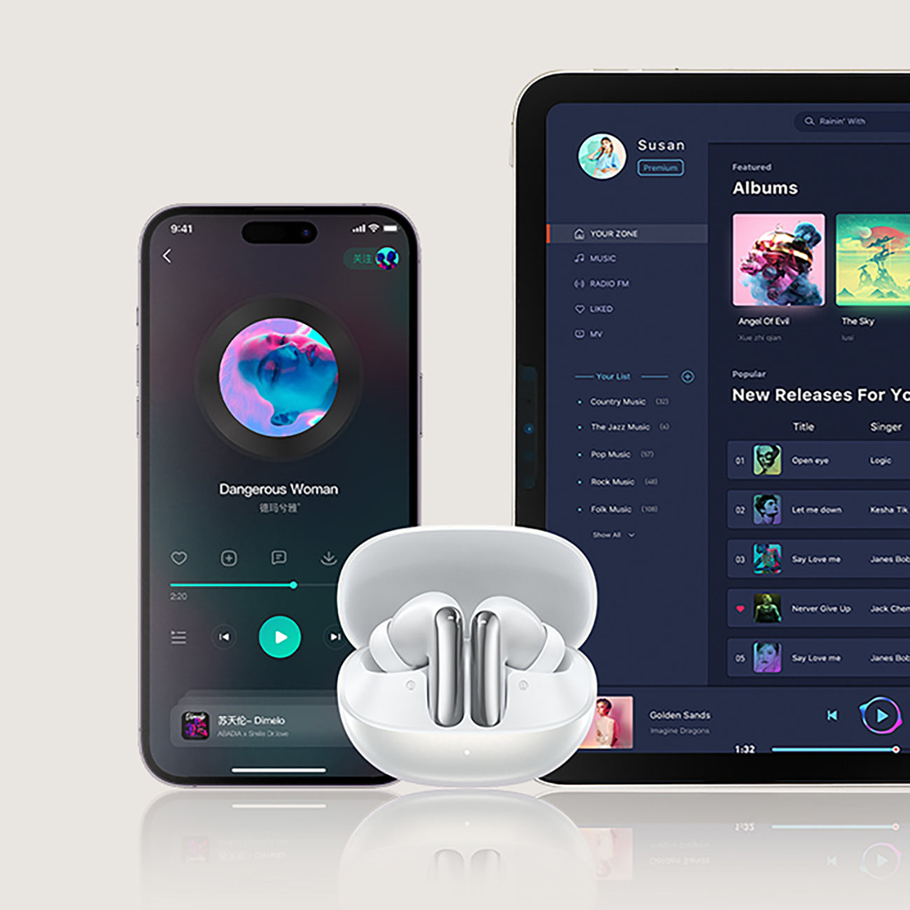 QCY MeloBuds N20 Bevielės triukšmo panaikinusios ANC ausinės - Baltos -- Headphones