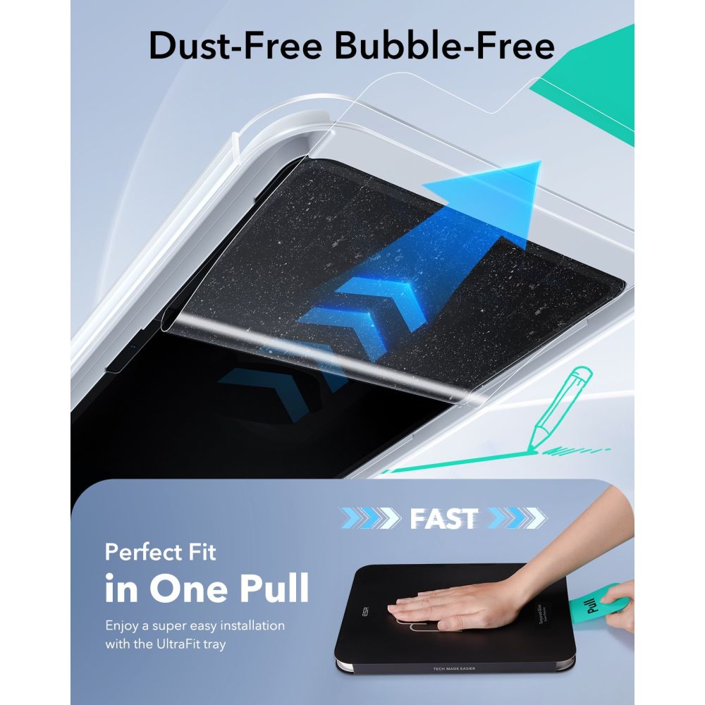 ESR Paper Feel Tempered Glass, skirtas iPad Air 10.9 colių (2020/2022) / 11" (2024/2025/2026) -- iPad Air 10.9