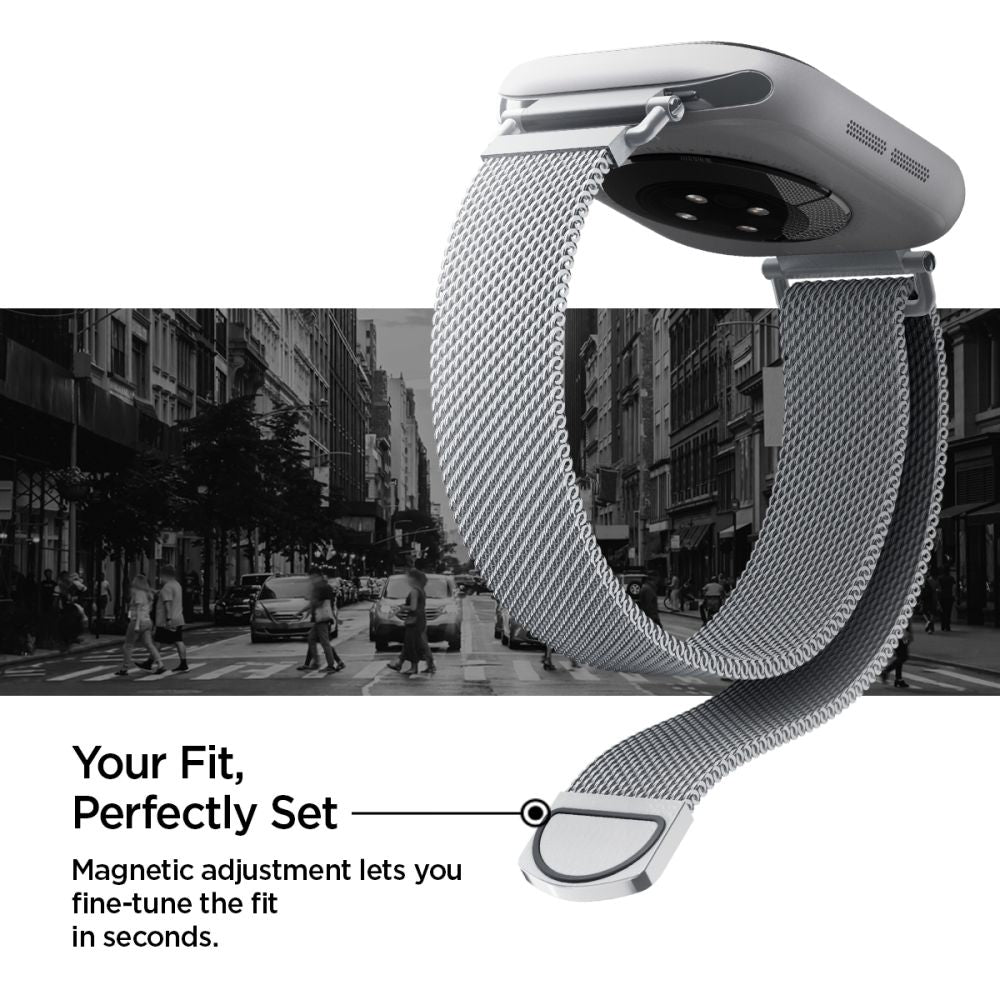 „Spigen WBM4“ dirželis, skirtas „Apple Watch“ (40 / 41 / 42 mm) – sidabrinis
