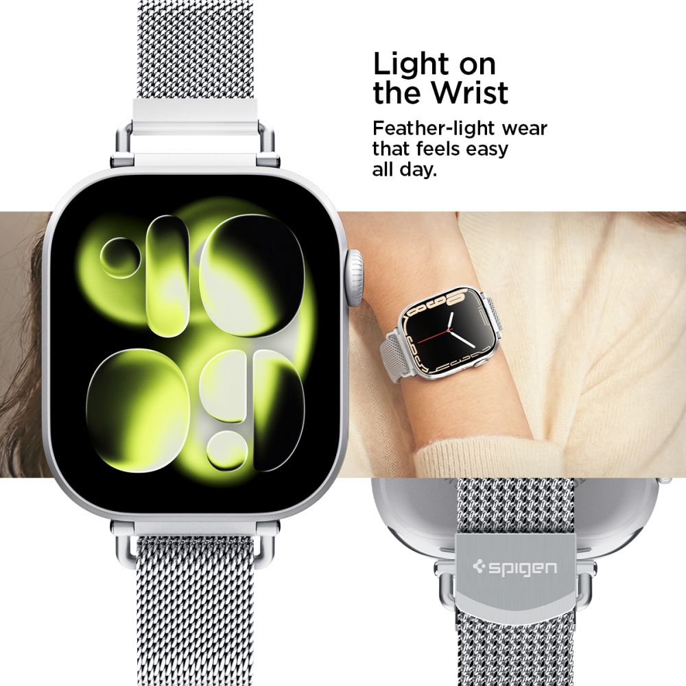 „Spigen WBM4“ dirželis, skirtas „Apple Watch“ (40 / 41 / 42 mm) – sidabrinis