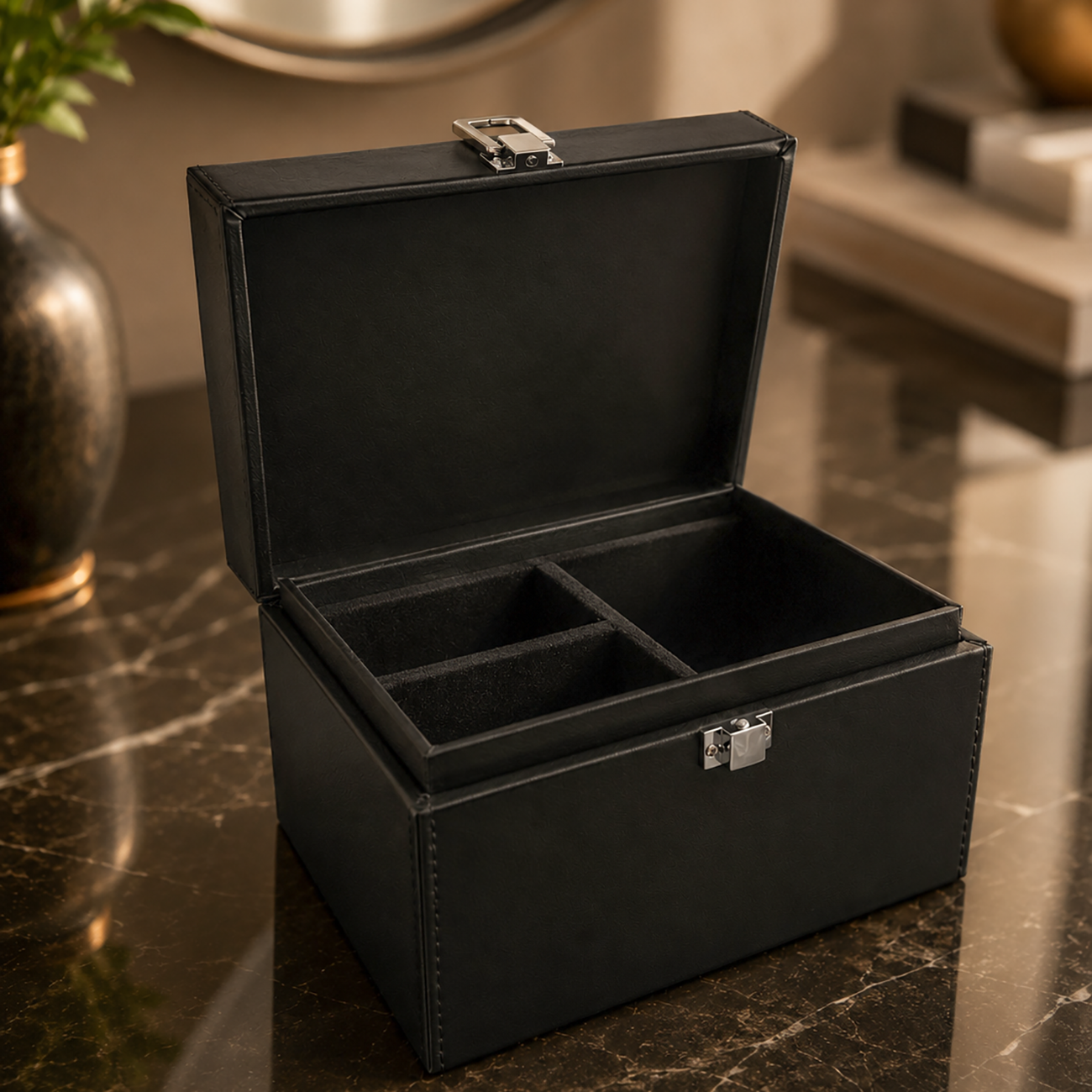 Wozinsky WPB-R16 RFID signalo blokavimo dėžutė belaidžiams raktams su skyreliais 16x12x9 cm - juodas -- Uncategorized