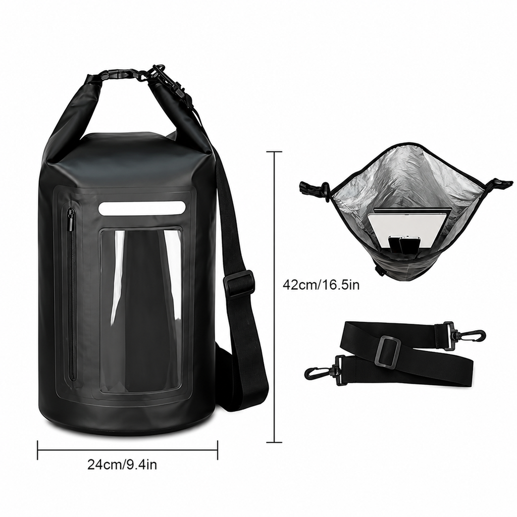 WNA-15L vandeniui atspari krepšys 15 l sup kajukui su RFID blokavimo pertvara - juodas -- Bicycle Bags