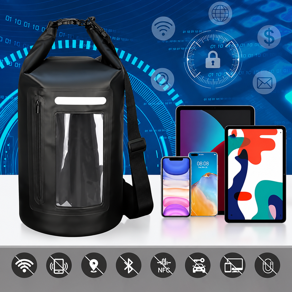WNA-15L vandeniui atspari krepšys 15 l sup kajukui su RFID blokavimo pertvara - juodas -- Bicycle Bags