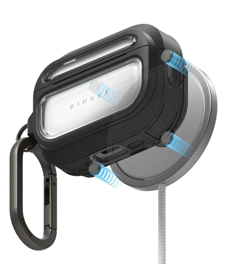 Ringke UX Magnetic Case už AirPods Pro 3 - Black and Clear -- Headphone Cases