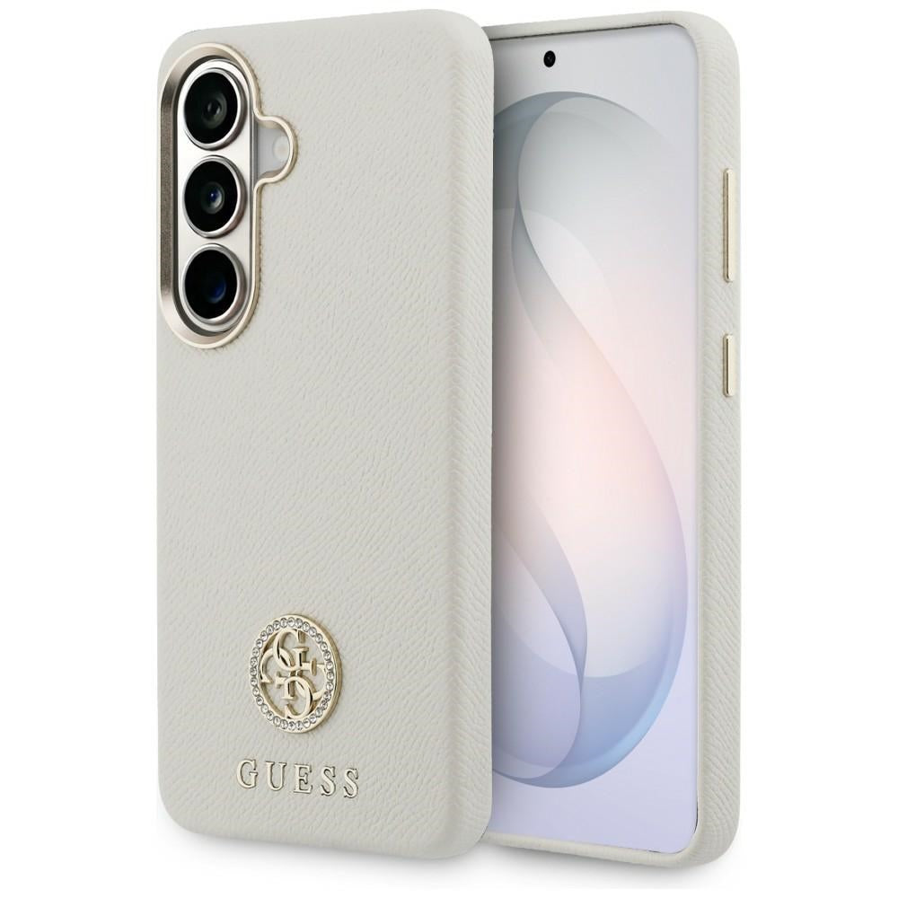 Guess Rhinestone Round Logo MagSafe dėklas skirtas Samsung Galaxy S26+ - smėlio
