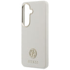 Guess Rhinestone Round Logo MagSafe dėklas skirtas Samsung Galaxy S26+ - smėlio