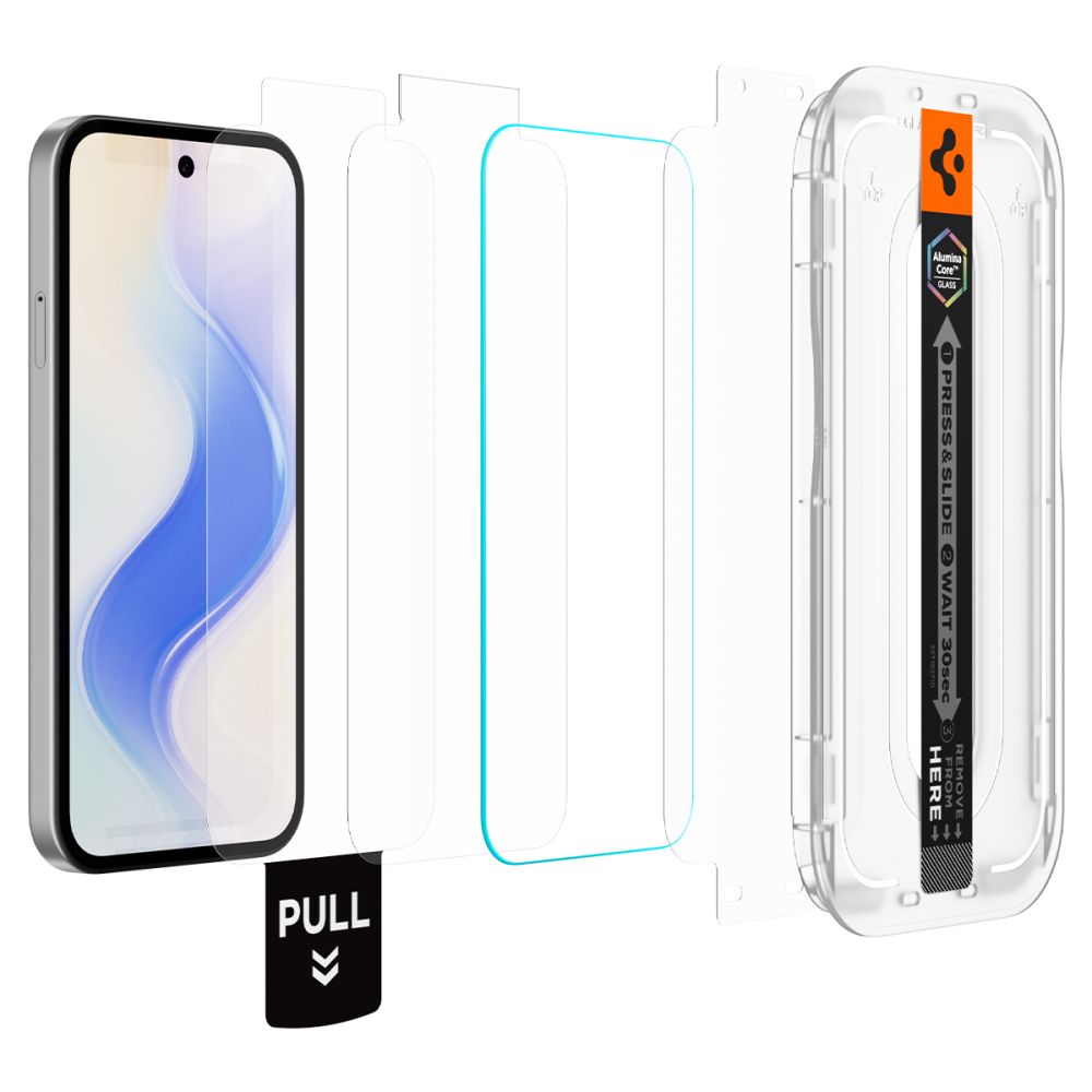 Spigen Glas.tR EZ Fit Pro 2-Pack Tempered Glass Screen apsauga, skirta Google Pixel 10A