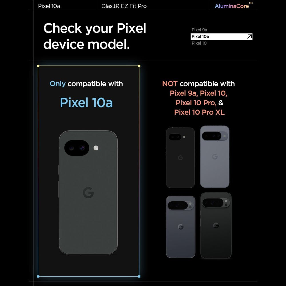 Spigen Glas.tR EZ Fit Pro 2-Pack Tempered Glass Screen apsauga, skirta Google Pixel 10A