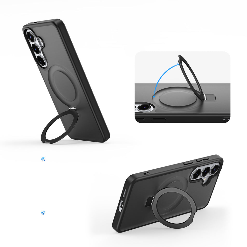 Dux Ducis Yind dėklas, skirtas Samsung Galaxy S26, su stovu, suderinamas su MagSafe - Juodas -- Samsung Galaxy S26
