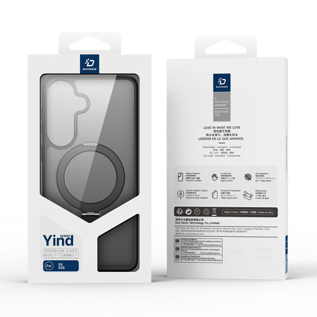 Dux Ducis Yind dėklas, skirtas Samsung Galaxy S26, su stovu, suderinamas su MagSafe - Juodas -- Samsung Galaxy S26