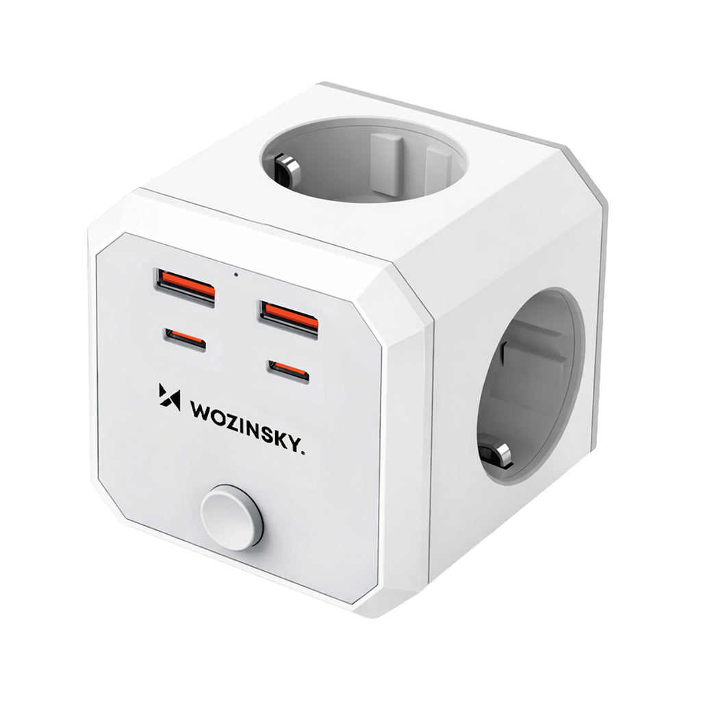 Wozinsky WKZ-4B Power Cube 4x AC 2x USB-A 2x USB-C PD 20 W 4000 W - Balta -- Cell phone cables