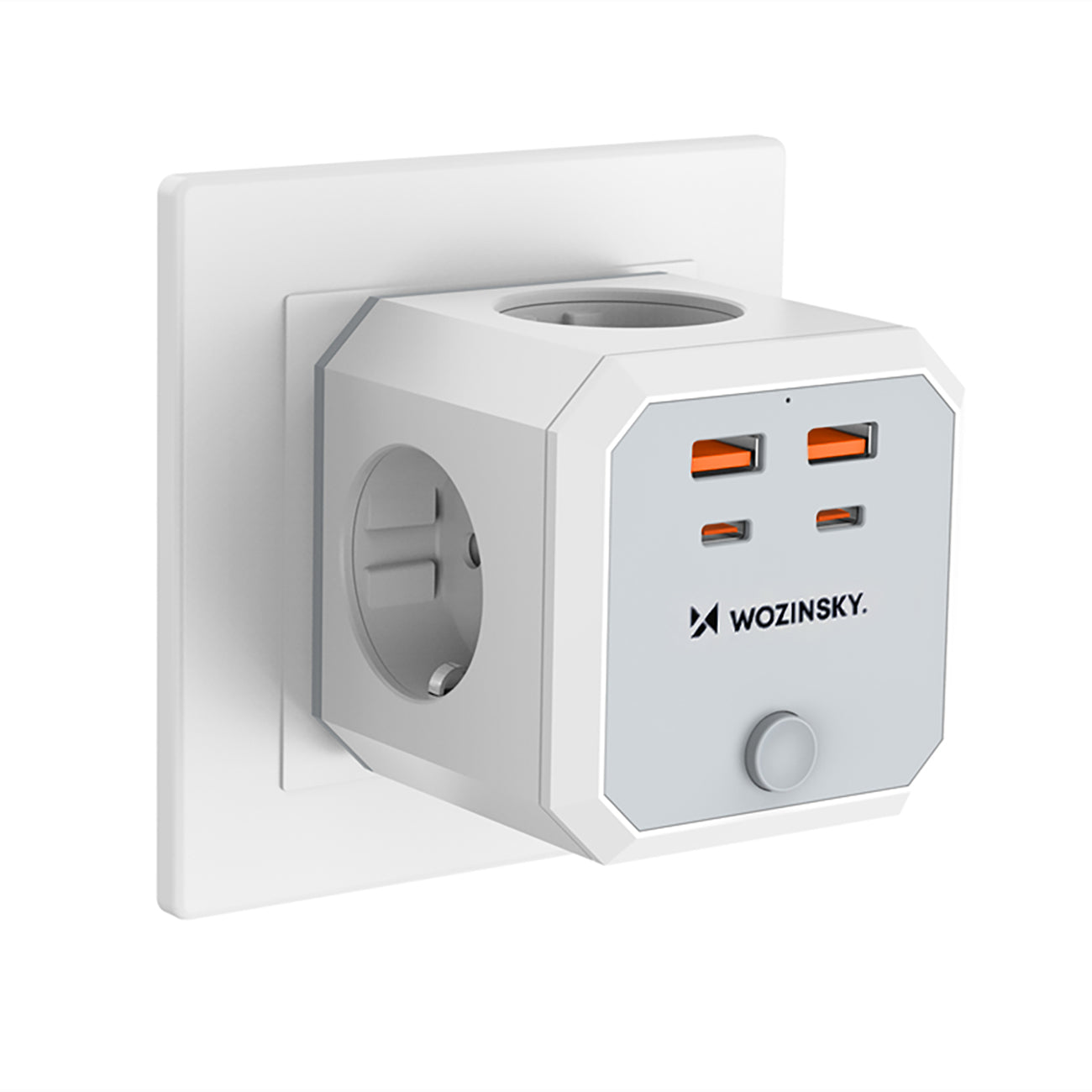 Wozinsky WKZ-4B Power Cube 4x AC 2x USB-A 2x USB-C PD 20 W 4000 W - Balta -- Cell phone cables