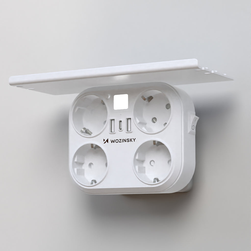 Wozinsky WRS-2B 4x AC 2x USB-A 1x USB-C 4000 W Lizdų šaklys su žibintu - balta -- Cell phone cables