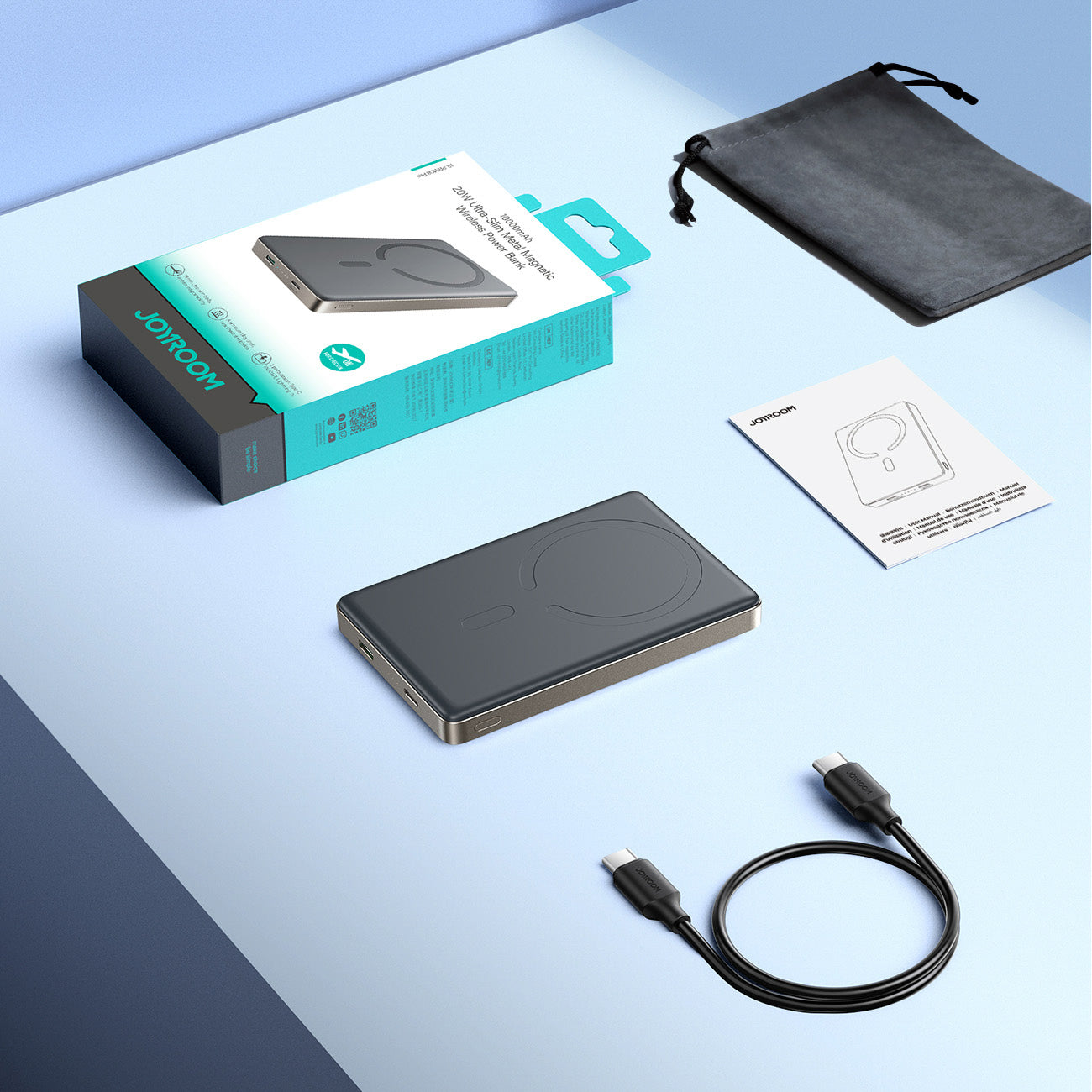 Joyroom JR-PBM08 Pro Powerbank 22.5W 10000mAh su belaide įkrova 2x USB-C - titanas -- Powerbanks