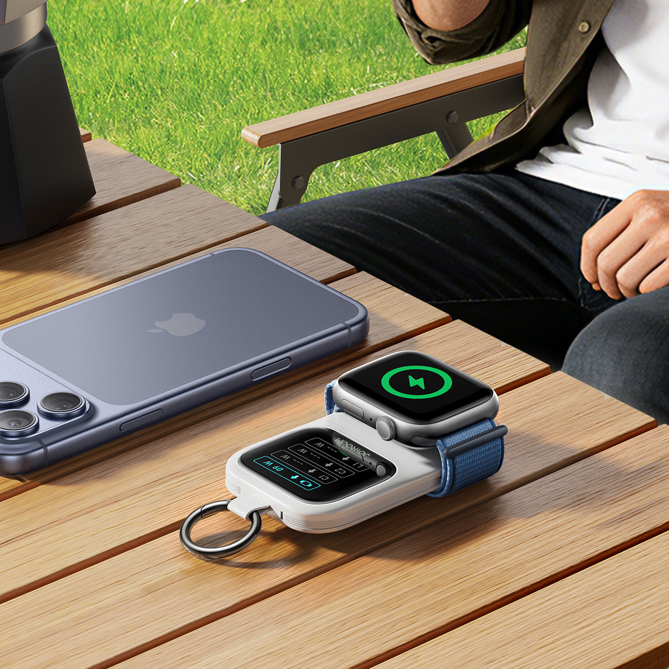 Joyroom JR-W19 5000mAh Powerbank su 5W belaidžiu laikrodžio įkrovimu - baltas -- Powerbanks