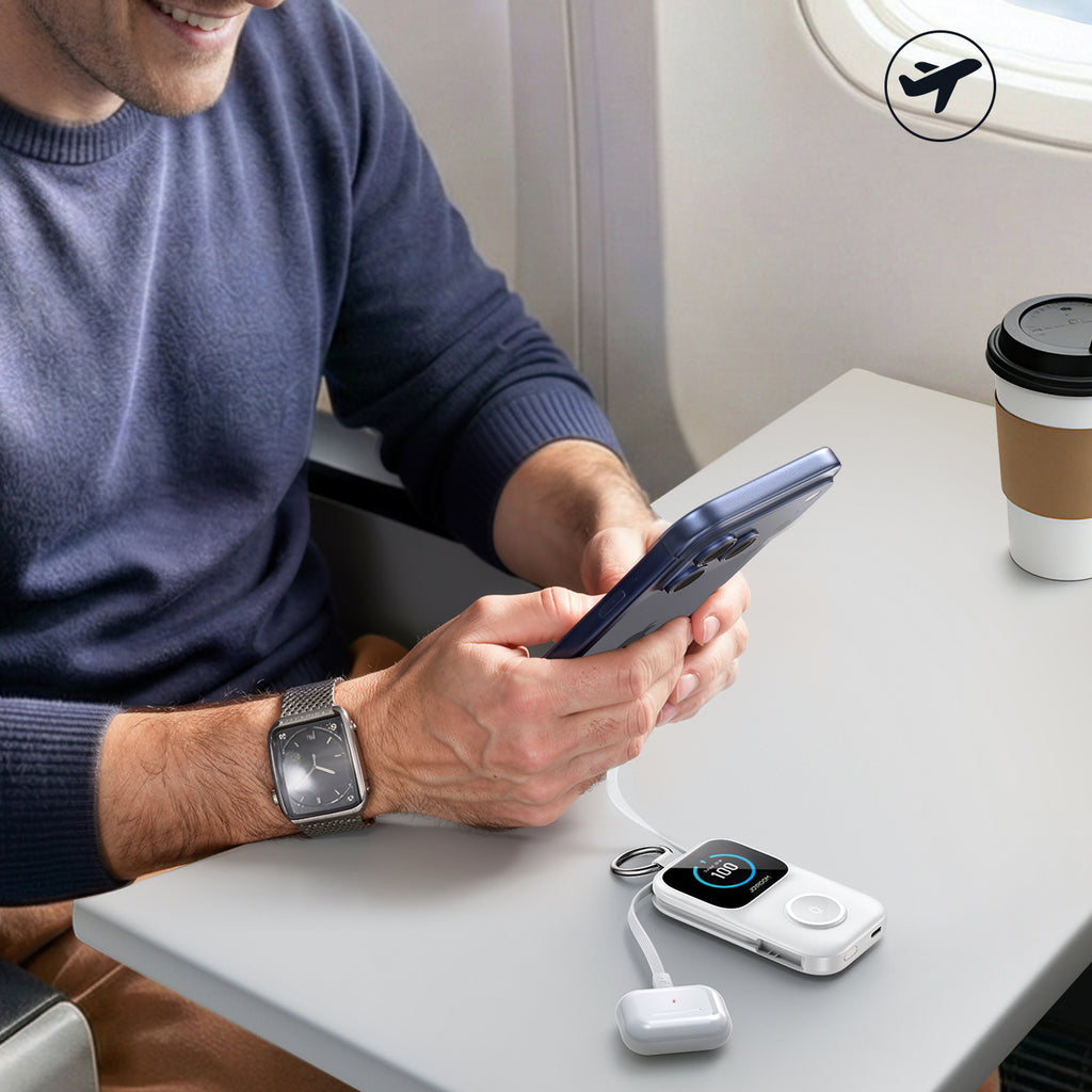 Joyroom JR-W19 5000mAh Powerbank su 5W belaidžiu laikrodžio įkrovimu - baltas -- Powerbanks