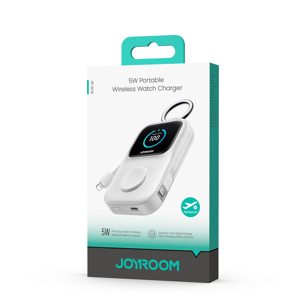 Joyroom JR-W19 5000mAh Powerbank su 5W belaidžiu laikrodžio įkrovimu - baltas -- Powerbanks