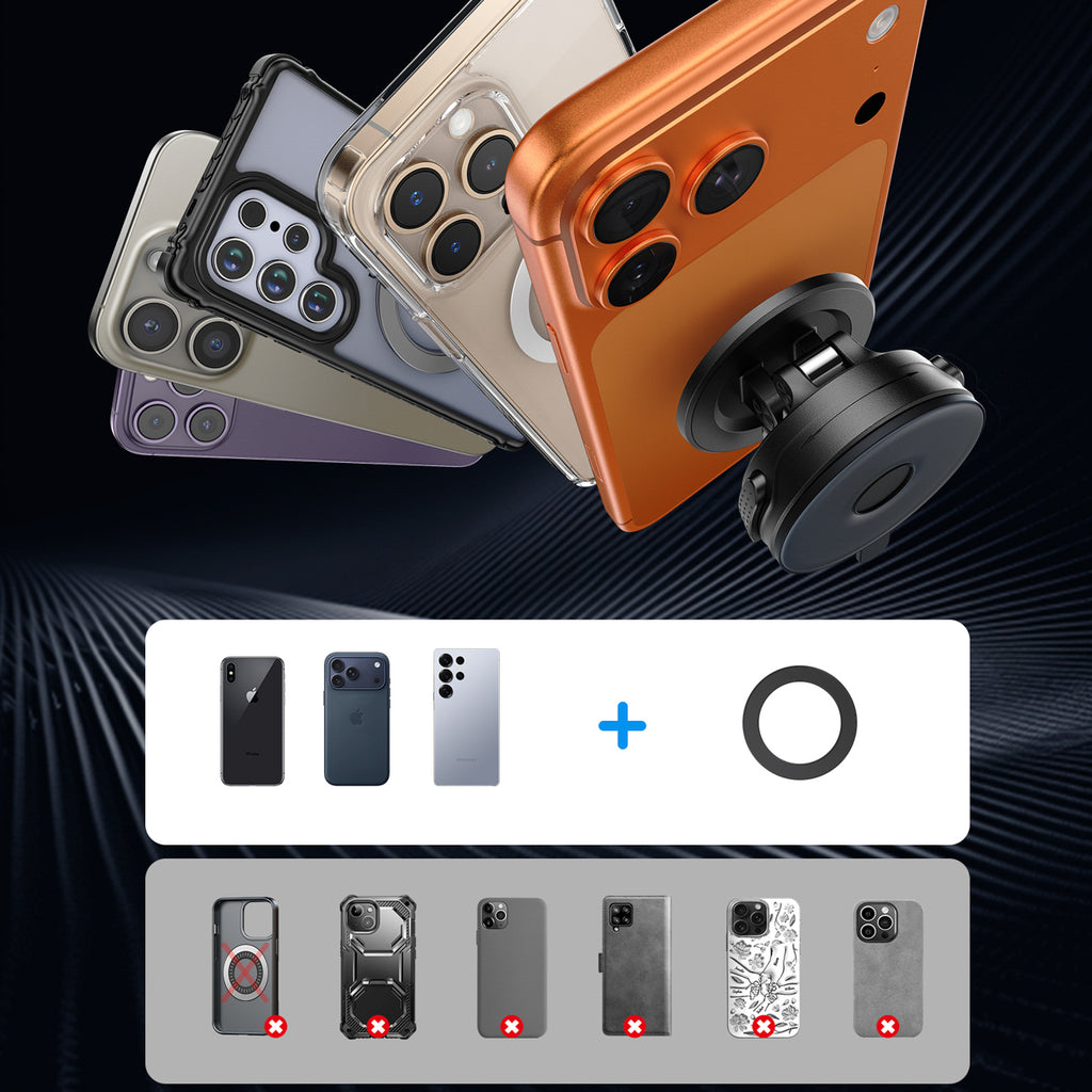 Joyroom JR-ZS51 magnetinis automobilinis laikiklis su siurbtuvu priekinio stiklo arba prietaisų skydeliui - juodas --...