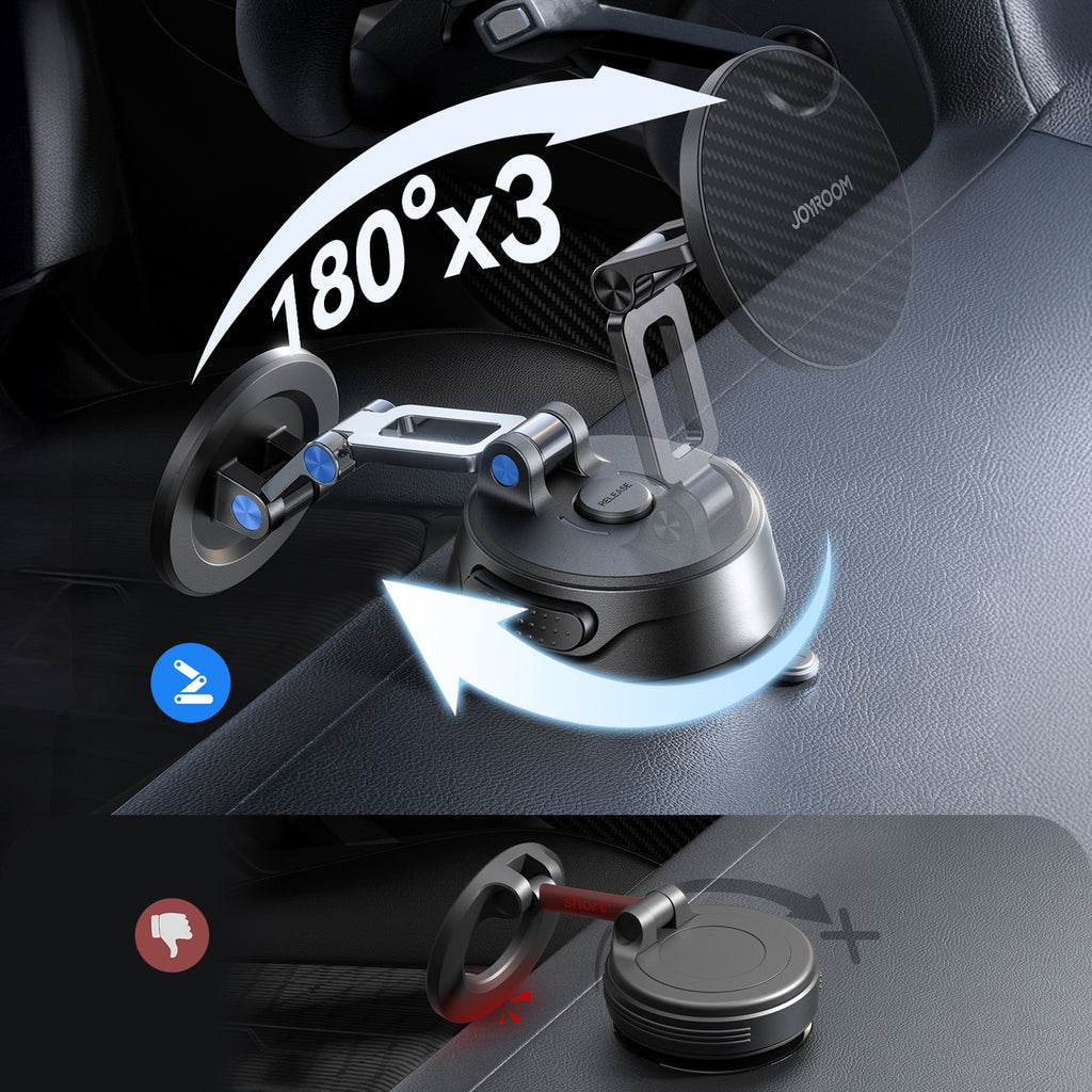 Joyroom JR-ZS51 magnetinis automobilinis laikiklis su siurbtuvu priekinio stiklo arba prietaisų skydeliui - juodas --...