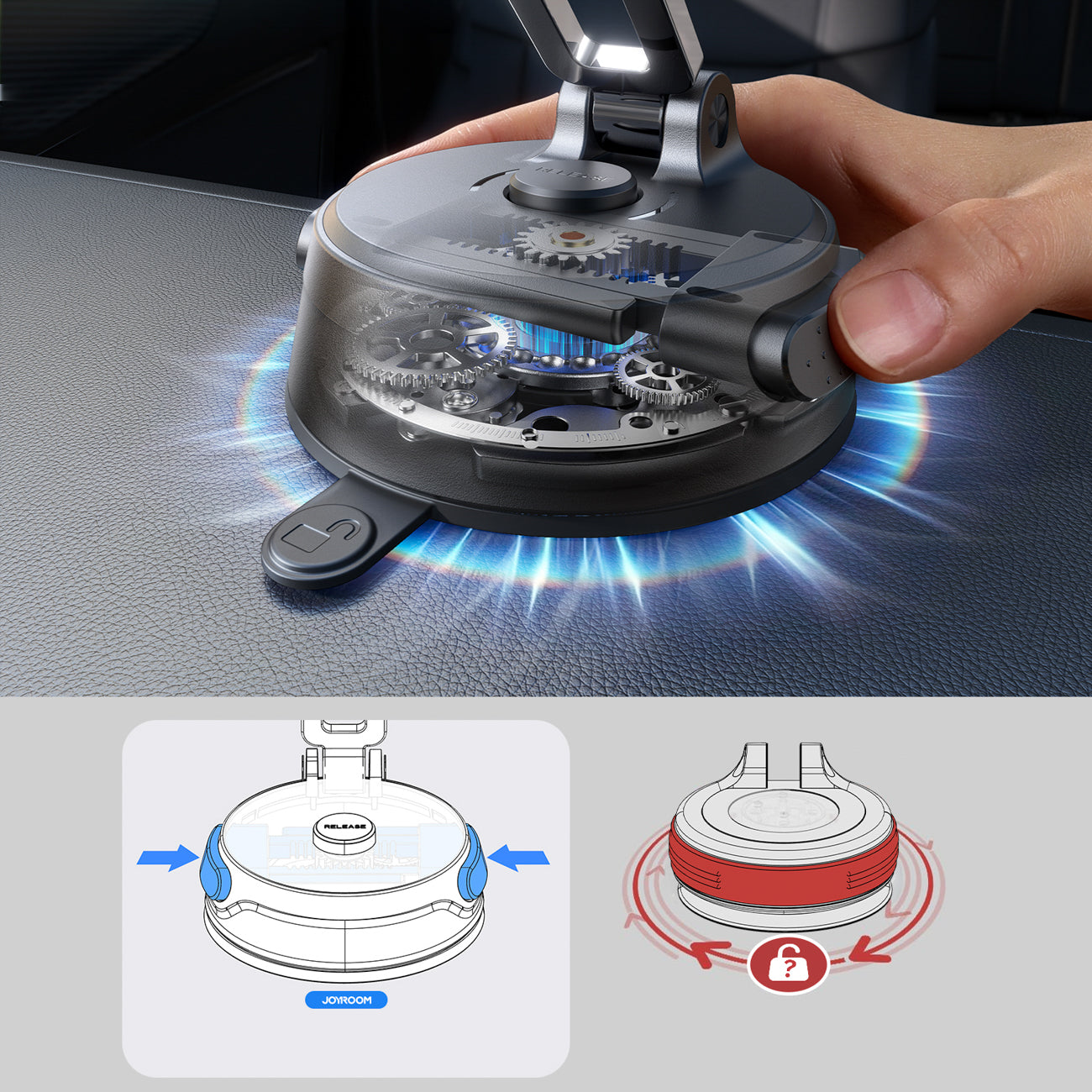 Joyroom JR-ZS51 magnetinis automobilinis laikiklis su siurbtuvu priekinio stiklo arba prietaisų skydeliui - juodas --...