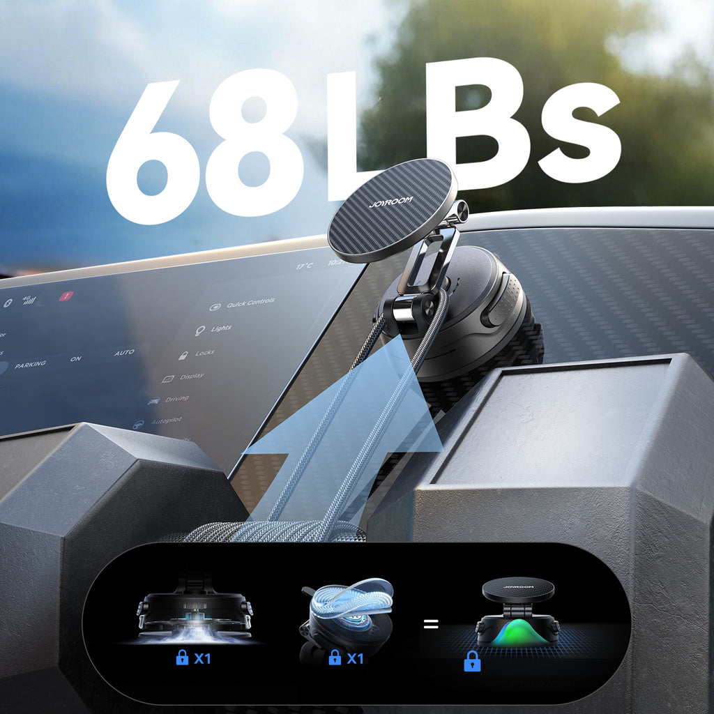 Joyroom JR-ZS51 magnetinis automobilinis laikiklis su siurbtuvu priekinio stiklo arba prietaisų skydeliui - juodas --...