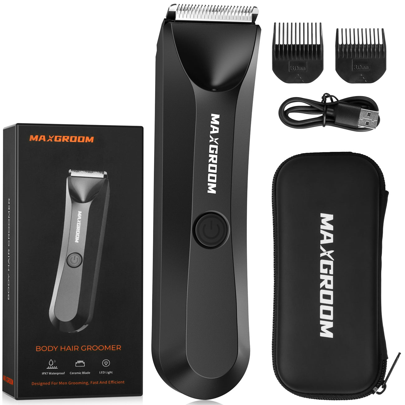 MAXGROOM RFCD-9087 daugiafunkcis trimmeris su LED apšvietimu - juodas -- Hair Clippers & Trimmers