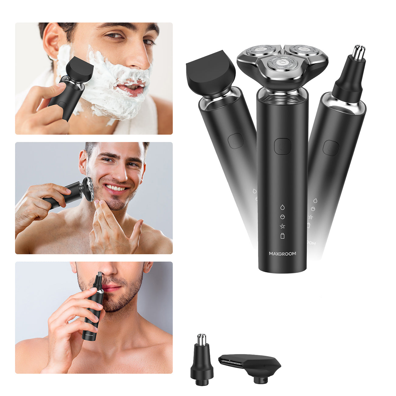 MAXGROOM BS-8012A 3-in-1 elektrinė skustuva - juoda -- Hair Clippers & Trimmers