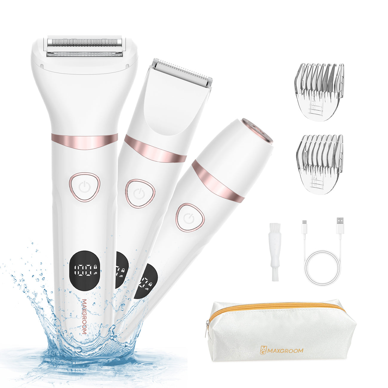 MAXGROOM JK-105 3-in-1 moterų kūno ir veido trimmeris - balta -- Hair Clippers & Trimmers