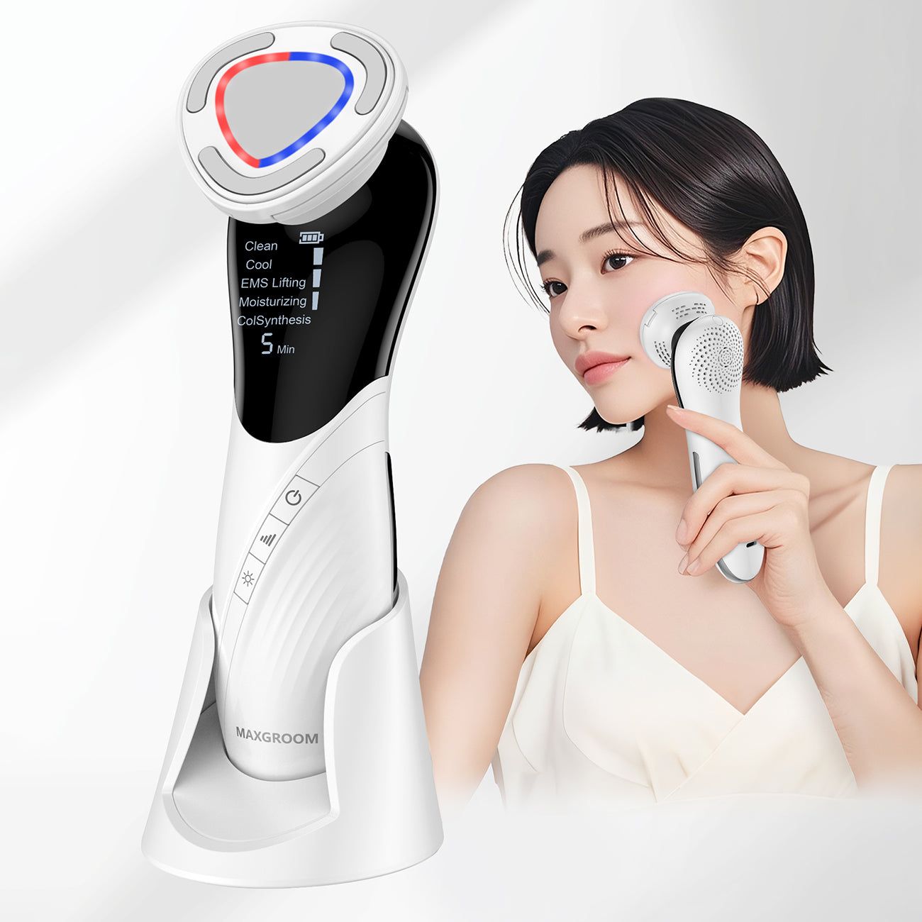 MAXGROOM D849 9-in-1 veido masažuoklis su priežiūros funkcijomis - balta -- Hair Clippers & Trimmers