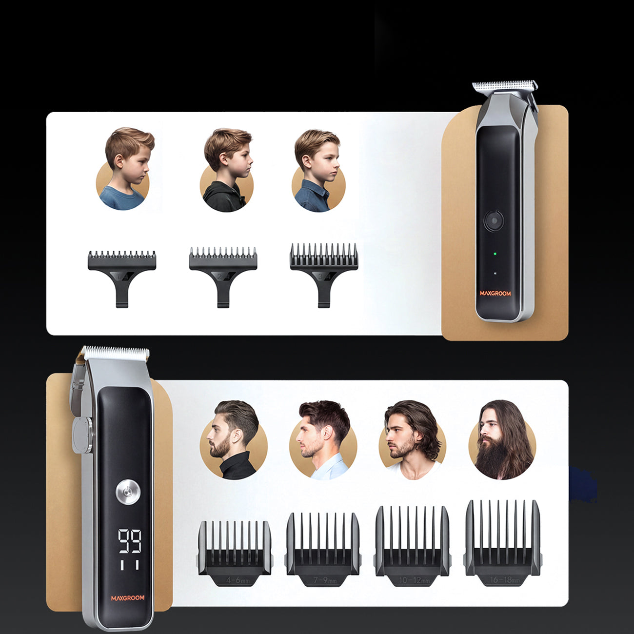 MAXGROOM ZC-F608 plaukų kirpimas su trimmeriu - juoda -- Hair Clippers & Trimmers