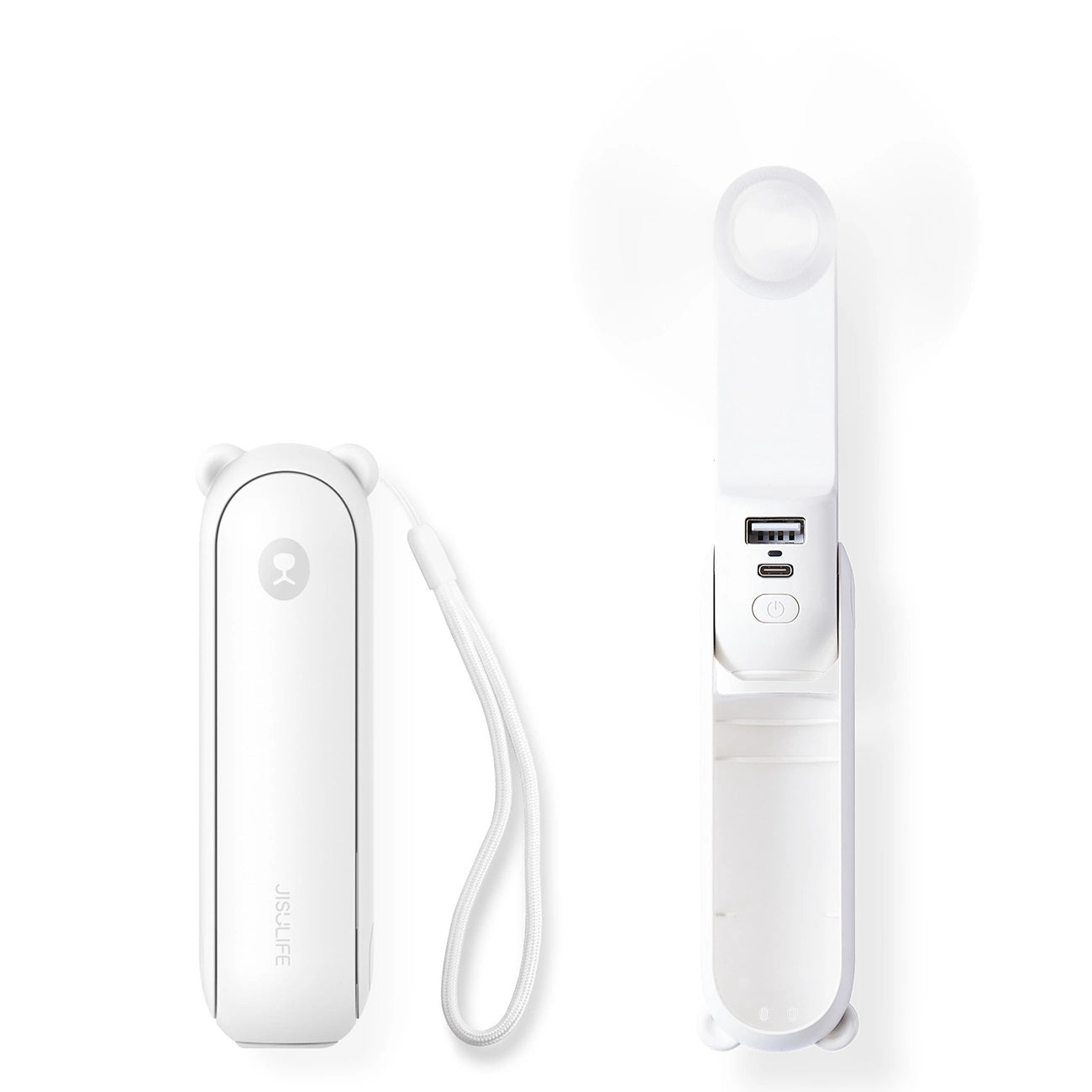Jisulife Handheld Fan Life8 Plus nešiojamasis USB ventiliatorius su maitinimo banka ir žibintuvėliu - balta -- Uncategorized