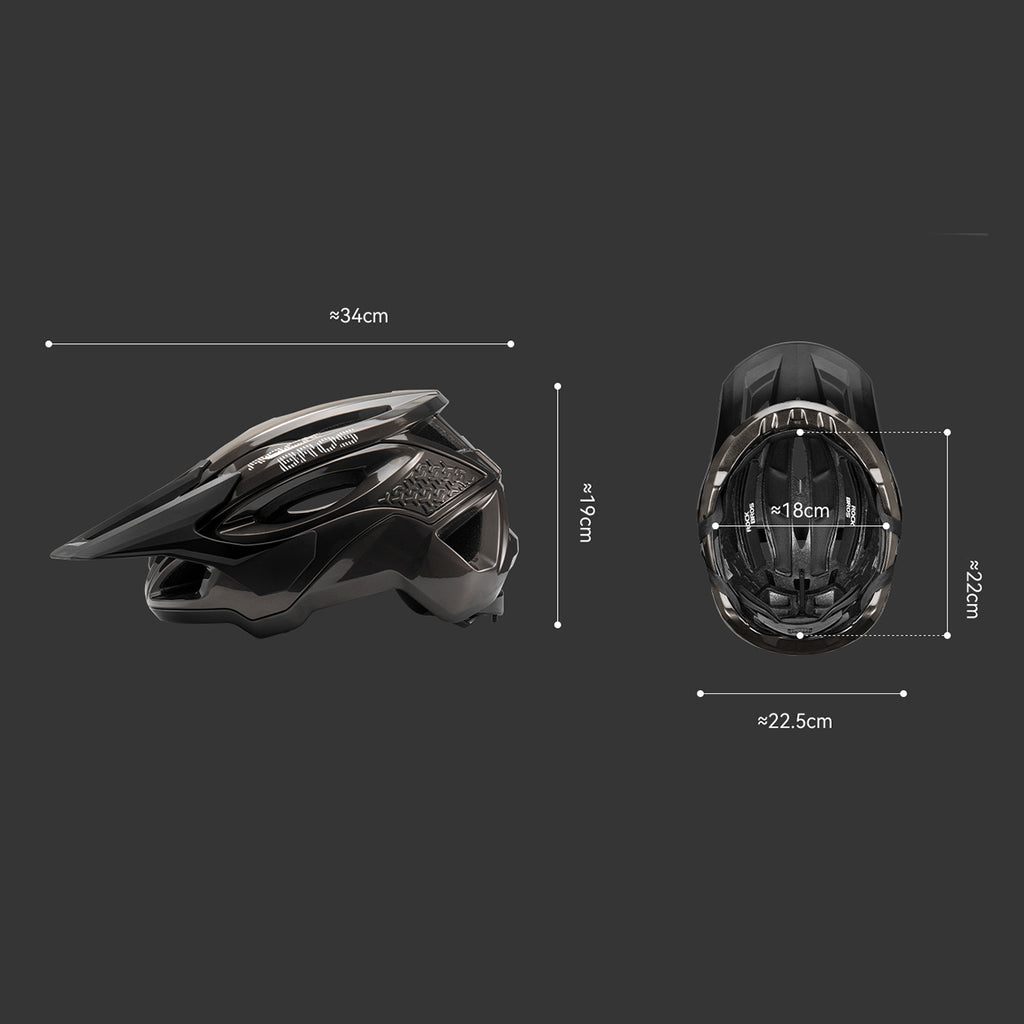 Rockbros LK-99 Kalnų dviračio šalmas su reguliuojama saugale ir magnetiniu užsegimu 58-62 cm - titaninis -- Bicycle Helmets
