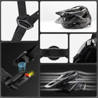 Rockbros LK-99 Kalnų dviračio šalmas su reguliuojama saugale ir magnetiniu užsegimu 58-62 cm - titaninis -- Bicycle Helmets