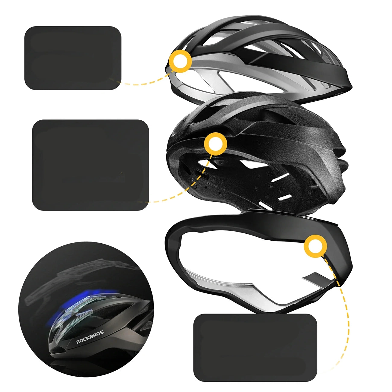 Rockbros LK-69 Dviračio šalmas su sustiprintu rėmu 58-62 cm - juodas -- Bicycle Helmets