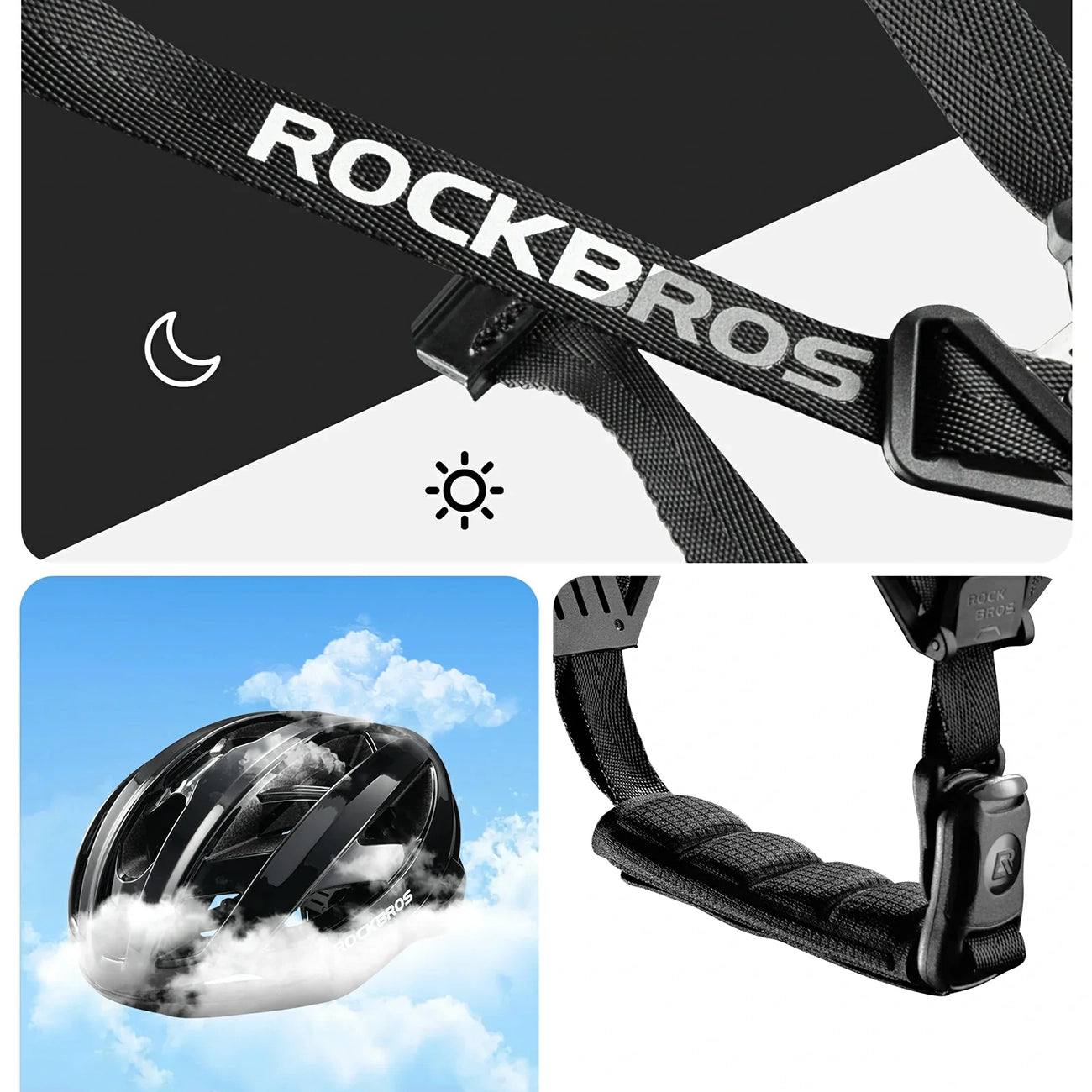 Rockbros LK-69 Dviračio šalmas su sustiprintu rėmu 58-62 cm - juodas -- Bicycle Helmets